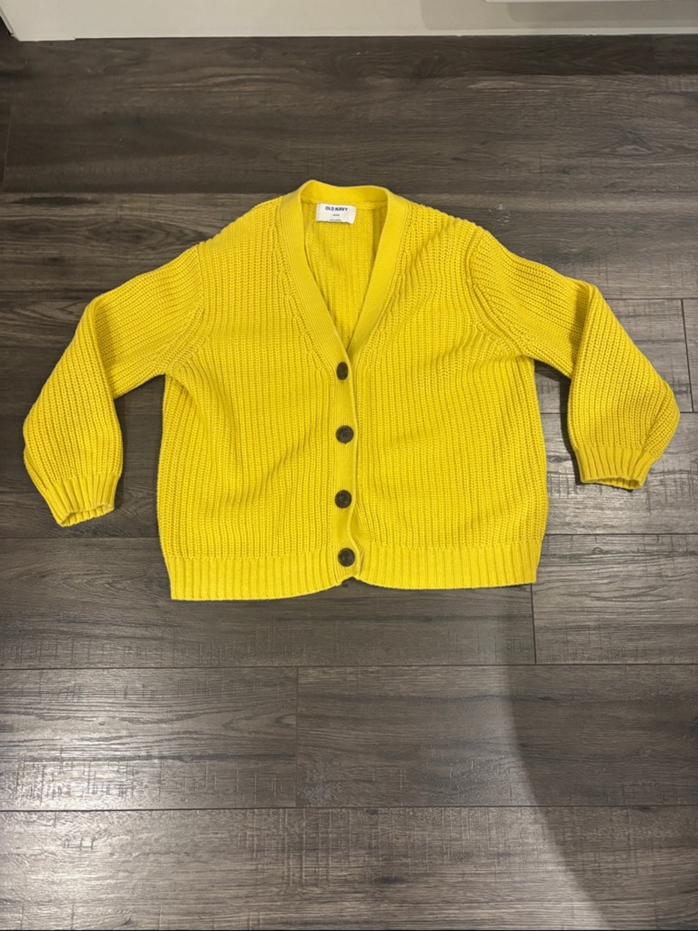 Old Navy Bright Yellow Chunky Ribbed Button-Front Cardigan